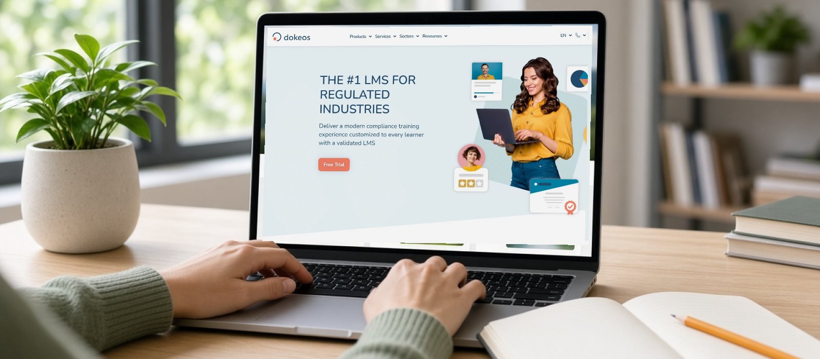 Ordinateur portable affichant le site Dokeos
