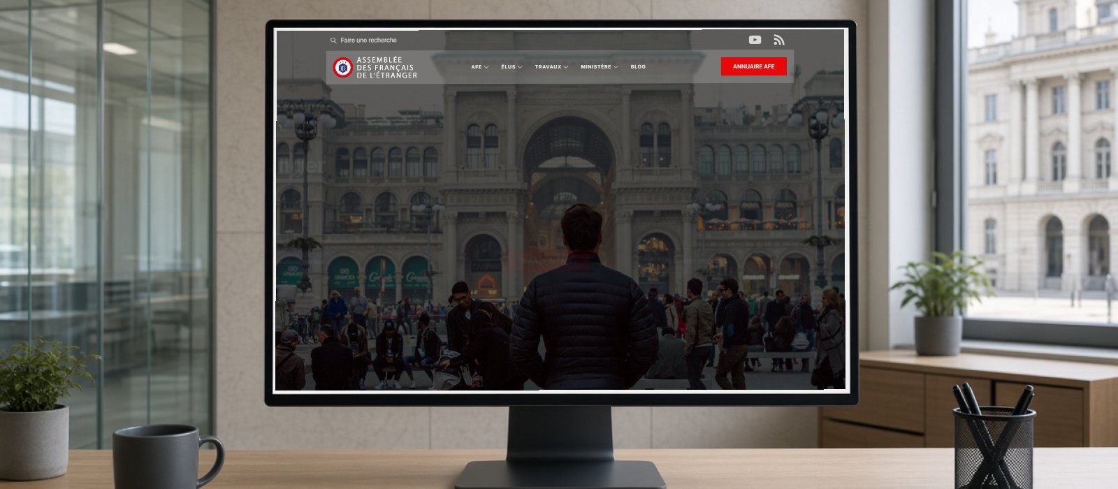 Écran affichant le site de l'Assemblée des Français de l'étranger